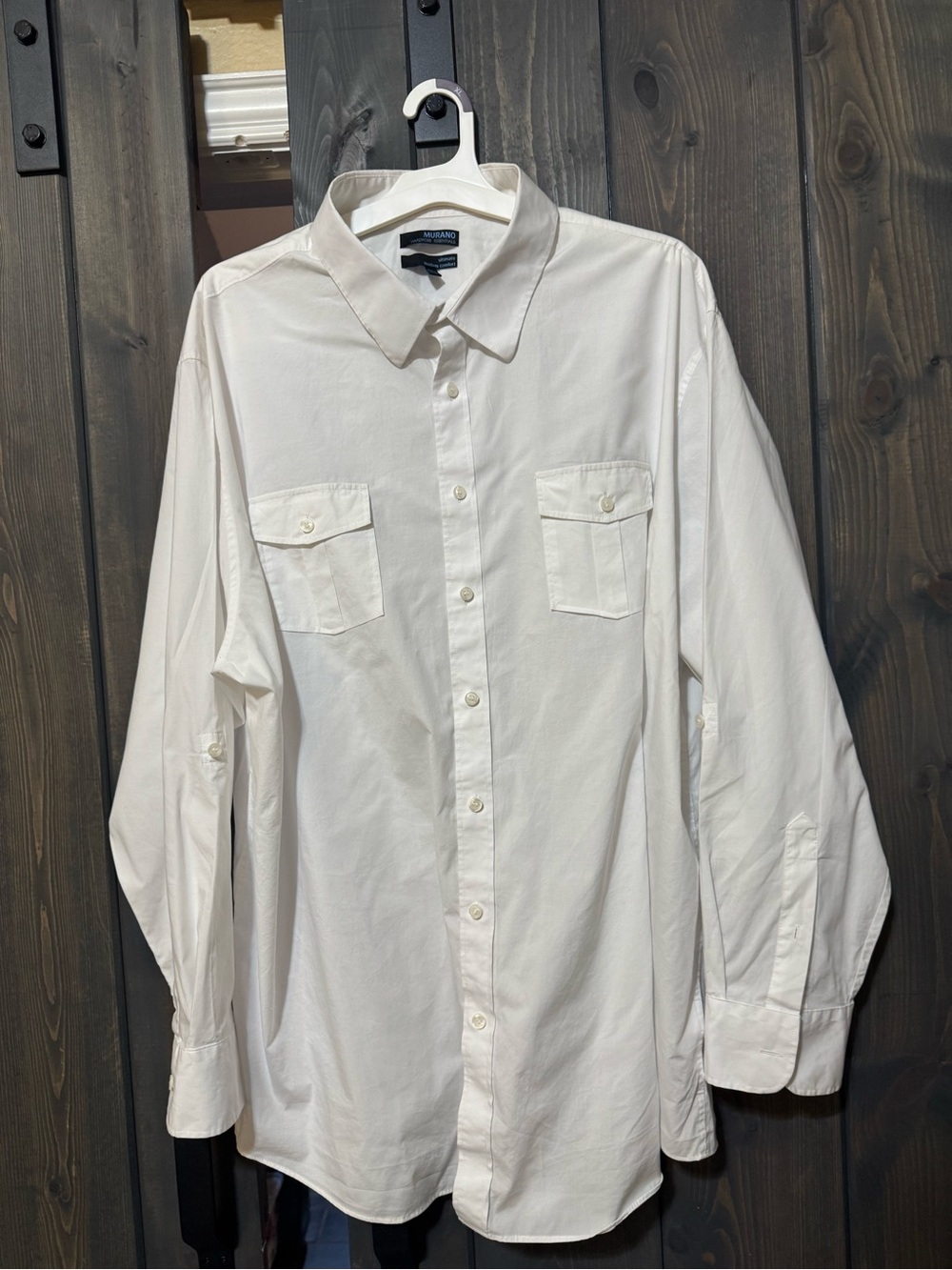 Murano White Long-Sleeve Casual Button-Down Shirt